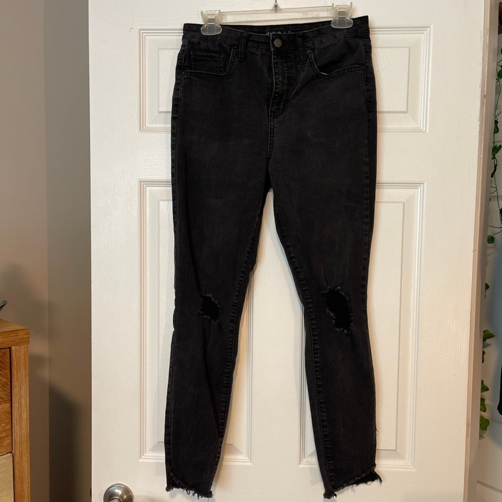 Wild Fable Black Distressed Skinny Jeans with Raw Hem